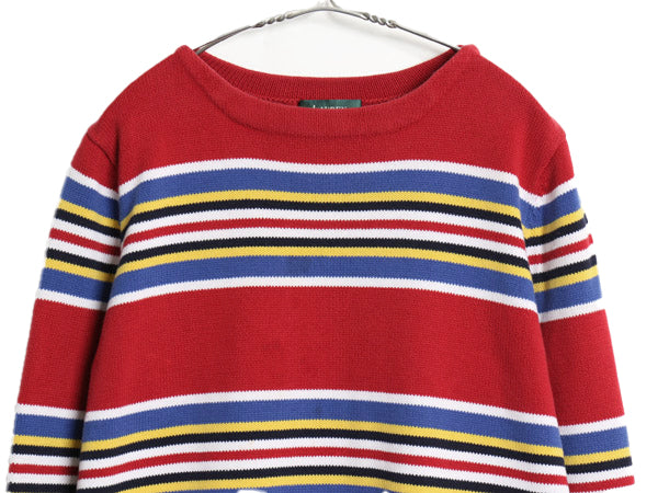 90s ローレン ラルフローレン ボーダー ニット トップス レディース L ポロ オールド コットン ボートネック カットソー リブ編み セーター