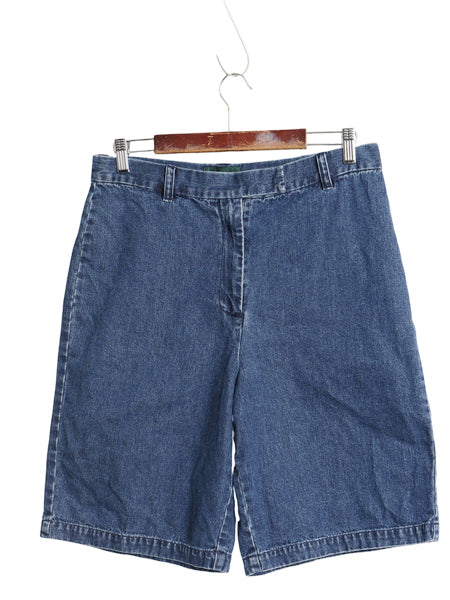 90s ラルフローレン ジーンズ デニム ショートパンツ レディース L オールド ポロ ショーツ 短パン ハーフパンツ ジーパン ノータック 濃紺