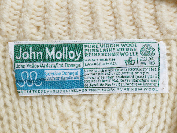 80s アイランド製 JOHN MOLLOY フィッシャーマン ニット セーターメンズ S レディース M 程/ ヴィンテージ ウール ハンドメイド ナチュラル