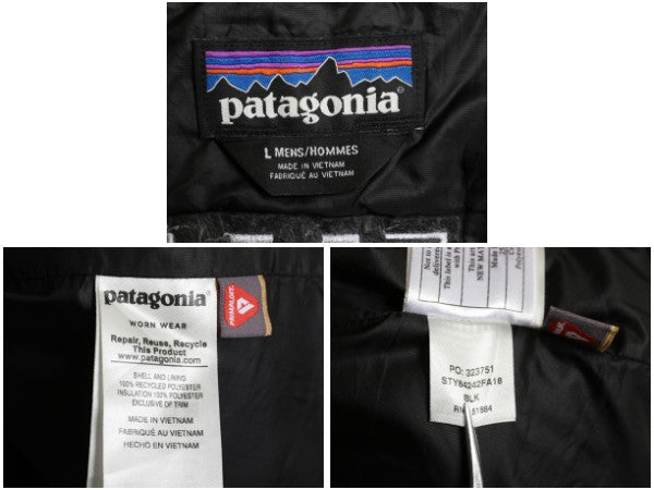 パタゴニア ナノ パフ ベスト メンズ L 古着 18年製 中綿 ナイロン キルティング フルジップ 重ね着 前開き パッカブル シンプル ブラック