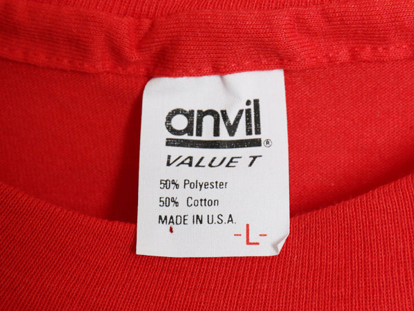 デッドストック 80s USA製 アンビル 無地 半袖 Tシャツ メンズ L / 新品 ヴィンテージ シングルステッチ カットソー トップス ブランク 赤