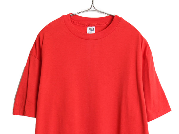 デッドストック 80s USA製 アンビル 無地 半袖 Tシャツ メンズ L / 新品 ヴィンテージ シングルステッチ カットソー トップス ブランク 赤