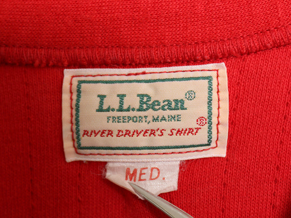 80s USA製 エルエルビーン ヘンリーネック 長袖 Tシャツ メンズ M 古着 ヴィンテージ ロンT アンダーシャツ 2レイヤー カットソー 無地 赤
