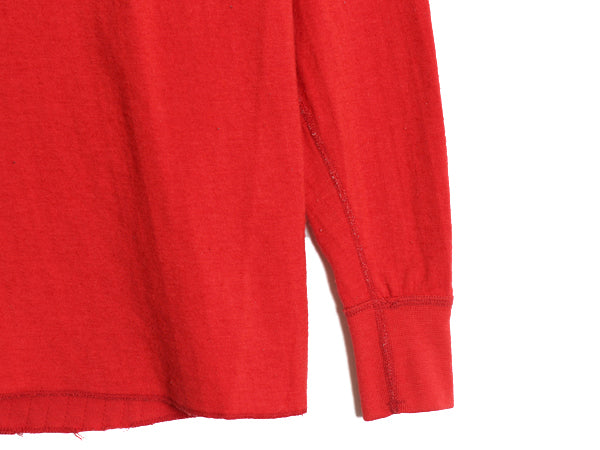 80s USA製 エルエルビーン ヘンリーネック 長袖 Tシャツ メンズ M 古着 ヴィンテージ ロンT アンダーシャツ 2レイヤー カットソー 無地 赤