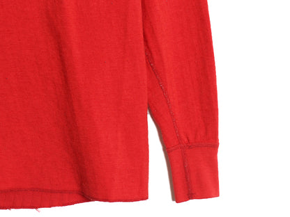 80s USA製 エルエルビーン ヘンリーネック 長袖 Tシャツ メンズ M 古着 ヴィンテージ ロンT アンダーシャツ 2レイヤー カットソー 無地 赤