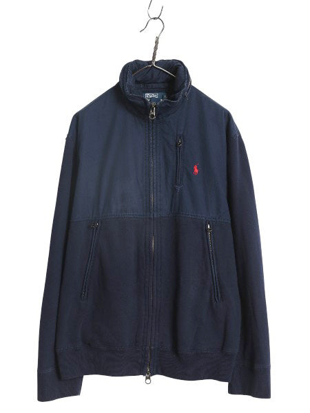 00s ポロ ラルフローレン コットン 切替 スウェット ジャケット メンズ XL / 古着 オールド フルジップ 収納 フード パーカー 大きいサイズ