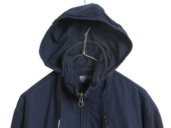 00s ポロ ラルフローレン コットン 切替 スウェット ジャケット メンズ XL / 古着 オールド フルジップ 収納 フード パーカー 大きいサイズ