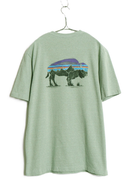 パタゴニア 両面 プリント 半袖 Tシャツ メンズ S 19年製 アウトドア フィッツロイ バイソン グラフィック アート アニマル バックプリント