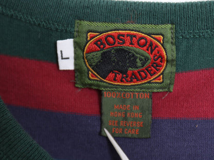 90s Boston Traders ヘンリーネック ボーダー 半袖 Tシャツ メンズ レディース L 小さめ S / 古着 オールド シングルステッチ マルチカラー