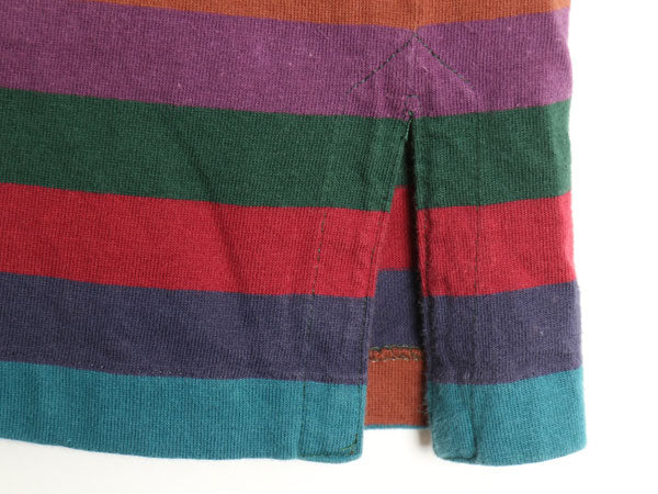 90s Boston Traders ヘンリーネック ボーダー 半袖 Tシャツ メンズ レディース L 小さめ S / 古着 オールド シングルステッチ マルチカラー