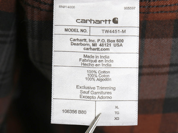 US企画 カーハート チェック 長袖 ヘビー フランネル シャツ メンズ XL / ワーク ネルシャツ ヘビーウェイト コットン 廃盤 大きいサイズ