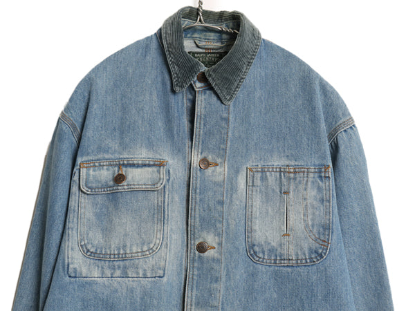 80s 90s ★ ポロカントリー ラルフローレン デニム カバーオール ジャケット レディース メンズ S ヴィンテージ ポロ ガチャポケ ブルゾン