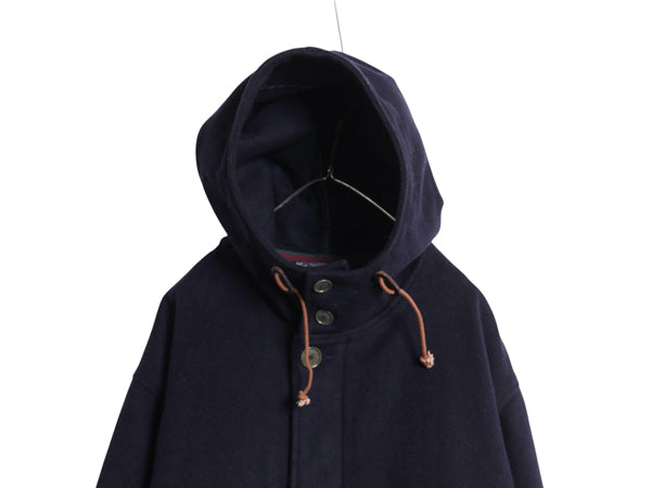 90s ポロ ラルフローレン メルトン ウール ハーフ コート メンズ XL / オールド フルジップ ロング フード パーカー ダッフル 大きいサイズ