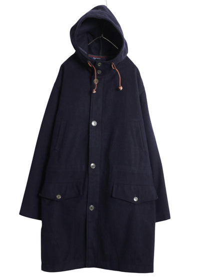 90s ポロ ラルフローレン メルトン ウール ハーフ コート メンズ XL / オールド フルジップ ロング フード パーカー ダッフル 大きいサイズ