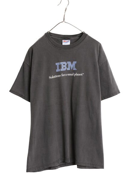 00s ★ IBM ロゴ プリント Tシャツ メンズ L / 古着 オールド 企業物 当時物 グラフィック コンピューター テック ヘビーウェイト ブラック