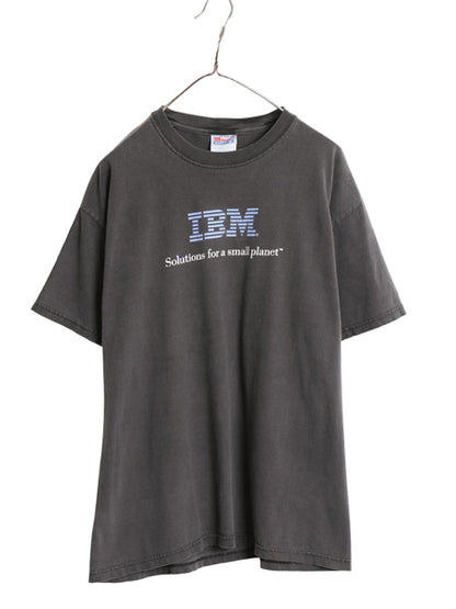 00s ★ IBM ロゴ プリント Tシャツ メンズ L / 古着 オールド 企業物 当時物 グラフィック コンピューター テック ヘビーウェイト ブラック