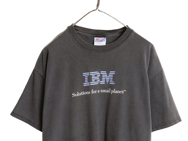 00s ★ IBM ロゴ プリント Tシャツ メンズ L / 古着 オールド 企業物 当時物 グラフィック コンピューター テック ヘビーウェイト ブラック