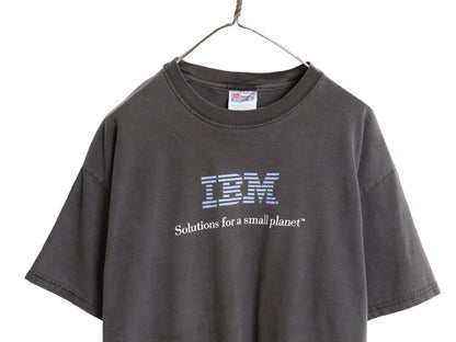 00s ★ IBM ロゴ プリント Tシャツ メンズ L / 古着 オールド 企業物 当時物 グラフィック コンピューター テック ヘビーウェイト ブラック