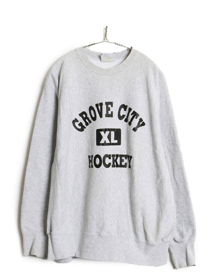 90s USA製 リー 両面 カレッジ プリント スウェット メンズ XL オールド ヘビーウェイト トレーナー 裏起毛 リバース タイプ 大きいサイズ