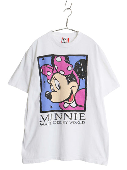 90s USA製 ミニー アート イラスト プリント Tシャツ メンズ レディース L / オールド ディズニー オフィシャル キャラクター グラフィック