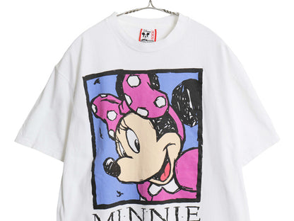 90s USA製 ミニー アート イラスト プリント Tシャツ メンズ レディース L / オールド ディズニー オフィシャル キャラクター グラフィック