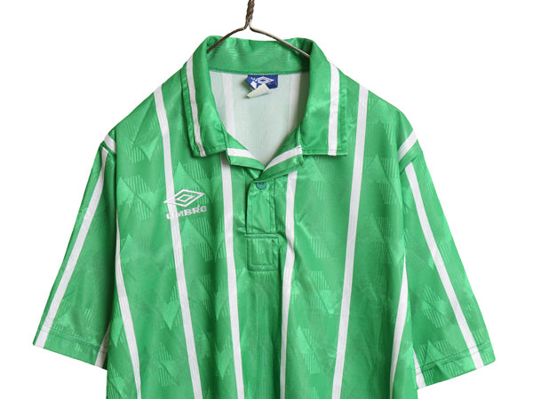90s USA製 アンブロ サッカー プラクティス シャツ メンズ L / オールド ストライプ ユニフォーム ジャージ ゲーム 半袖シャツ ポロシャツ