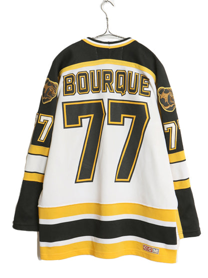 80s 90s ブルーインズ メッシュ ホッケー ジャージ メンズ L / ヴィンテージ NHL オフィシャル アイスホッケー ゲーム シャツ ユニフォーム