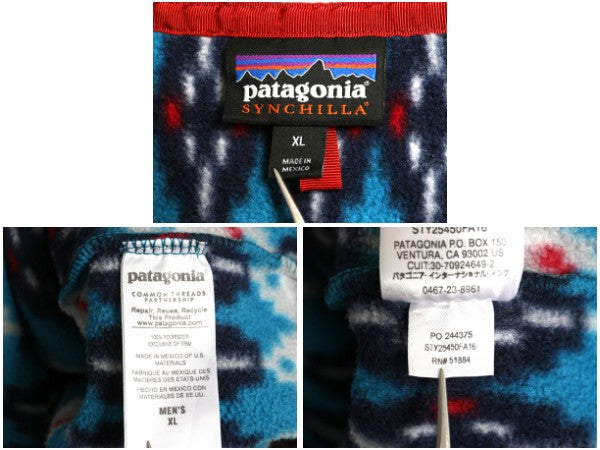 パタゴニア 総柄 シンチラ スナップT メンズ XL / 16年製 アウトドア プルオーバー フリース ジャケット ブルゾン ジャンパー 大きいサイズ