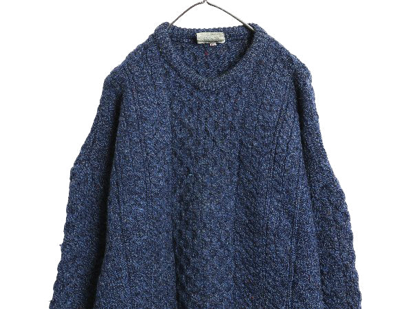 アイルランド製 Carraig Donn フィッシャーマン ウール ニット セーター メンズ レディース XL / アラン ケーブル ローゲージ 大きいサイズ