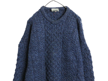 アイルランド製 Carraig Donn フィッシャーマン ウール ニット セーター メンズ レディース XL / アラン ケーブル ローゲージ 大きいサイズ