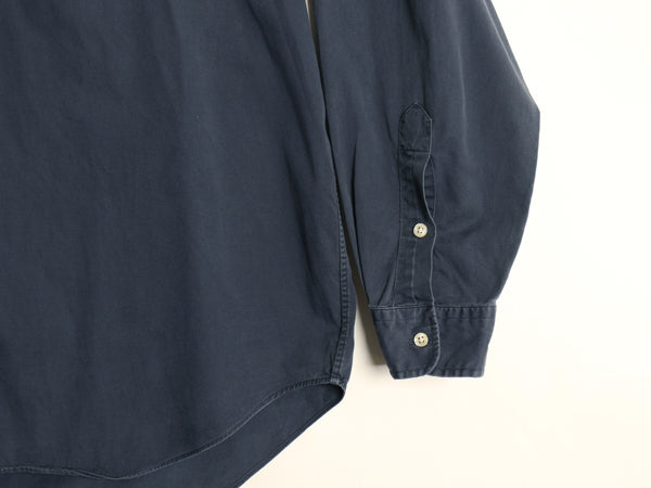 90s ラルフローレン 長袖 ボタンダウン シャツ メンズ XL オールド ポロ BLAKE コットン ワンポイント ポニー ネイビー 無地 大きいサイズ