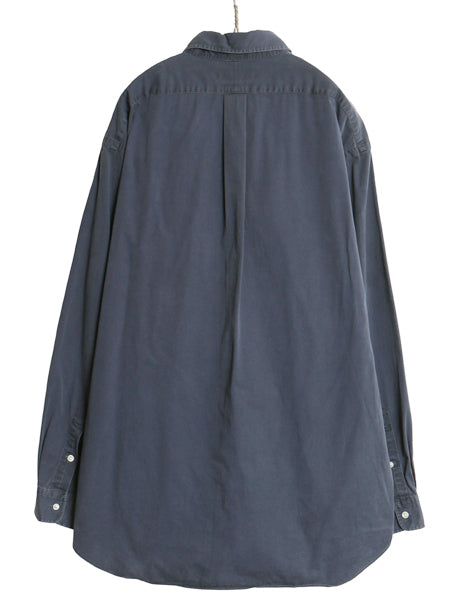 90s ラルフローレン 長袖 ボタンダウン シャツ メンズ XL オールド ポロ BLAKE コットン ワンポイント ポニー ネイビー 無地 大きいサイズ