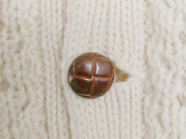 アイルランド製 フィッシャーマン ケーブル ニット ベスト メンズ XL 程/ ウール アラン ハンドメイド 手編み 前開き 重ね着 大きいサイズ