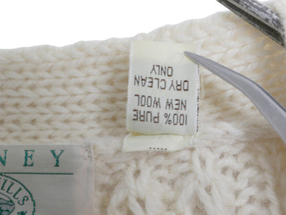 アイルランド製 フィッシャーマン ケーブル ニット ベスト メンズ XL 程/ ウール アラン ハンドメイド 手編み 前開き 重ね着 大きいサイズ