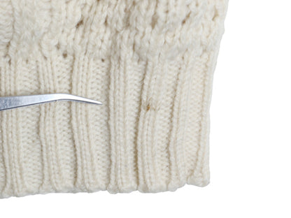 アイルランド製 フィッシャーマン ケーブル ニット ベスト メンズ XL 程/ ウール アラン ハンドメイド 手編み 前開き 重ね着 大きいサイズ