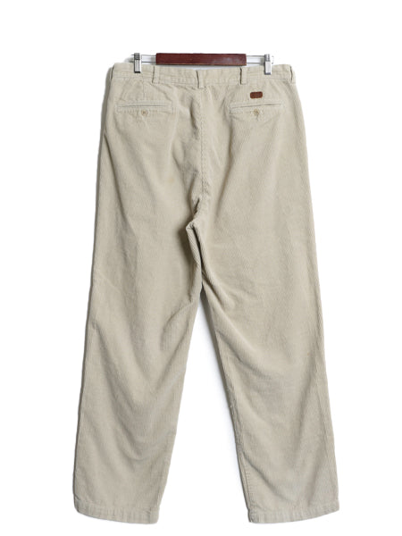 90s ポロ ラルフローレン 太畝 コーデュロイ パンツ 実寸 35 31 古着 オールド スラックス ストレート ツータック ヘビーウェイト ボトムス