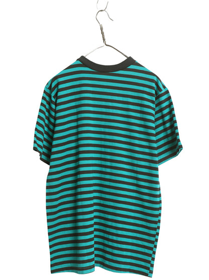 デッドストック 80s USA製 ボーダー 半袖 Tシャツ メンズ L 小さめ M ヴィンテージ シングルステッチ カットソー ツートン ヘビーウェイト