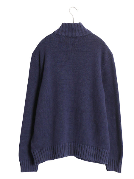 00s ポロ ラルフローレン ハーフジップ コットン ニット セーター メンズ XL オールド ハイネック ワンポイント ポニー 無地 大きいサイズ