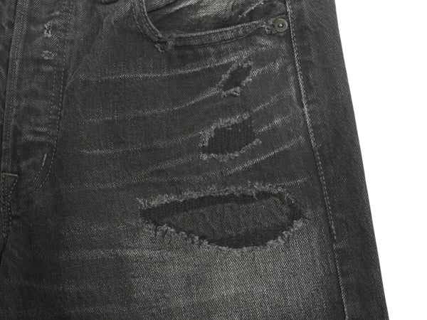 デニム&サプライ ラルフローレン ブラック デニム パンツ 33 34 ポロ ヴィンテージ クラッシュ 加工 ジーンズ ジーパン スリム ストレート