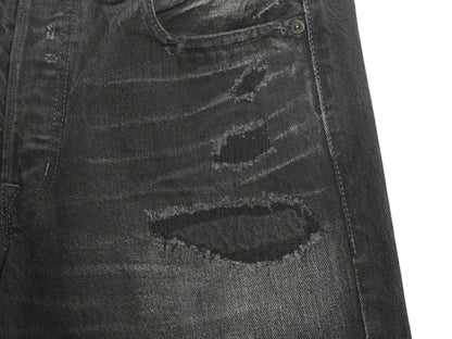 デニム&サプライ ラルフローレン ブラック デニム パンツ 33 34 ポロ ヴィンテージ クラッシュ 加工 ジーンズ ジーパン スリム ストレート