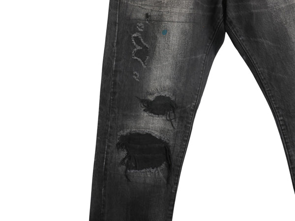 デニム&サプライ ラルフローレン ブラック デニム パンツ 33 34 ポロ ヴィンテージ クラッシュ 加工 ジーンズ ジーパン スリム ストレート