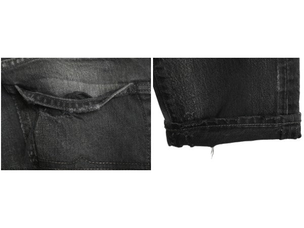 デニム&サプライ ラルフローレン ブラック デニム パンツ 33 34 ポロ ヴィンテージ クラッシュ 加工 ジーンズ ジーパン スリム ストレート