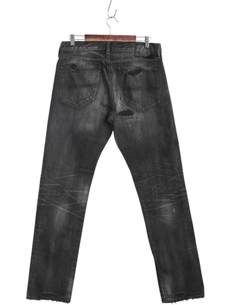 デニム&サプライ ラルフローレン ブラック デニム パンツ 33 34 ポロ ヴィンテージ クラッシュ 加工 ジーンズ ジーパン スリム ストレート