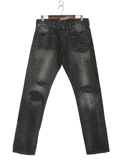 デニム&サプライ ラルフローレン ブラック デニム パンツ 33 34 ポロ ヴィンテージ クラッシュ 加工 ジーンズ ジーパン スリム ストレート