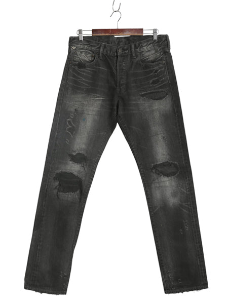 デニム&サプライ ラルフローレン ブラック デニム パンツ 33 34 ポロ ヴィンテージ クラッシュ 加工 ジーンズ ジーパン スリム ストレート