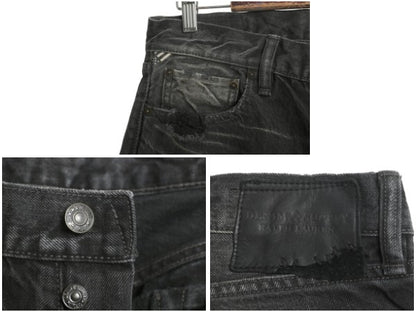 デニム&サプライ ラルフローレン ブラック デニム パンツ 33 34 ポロ ヴィンテージ クラッシュ 加工 ジーンズ ジーパン スリム ストレート