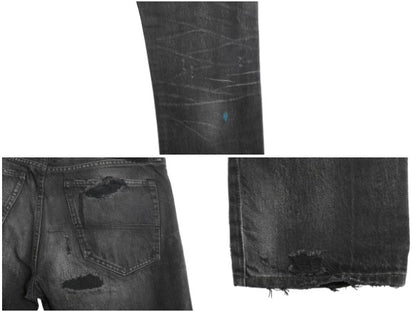 デニム&サプライ ラルフローレン ブラック デニム パンツ 33 34 ポロ ヴィンテージ クラッシュ 加工 ジーンズ ジーパン スリム ストレート