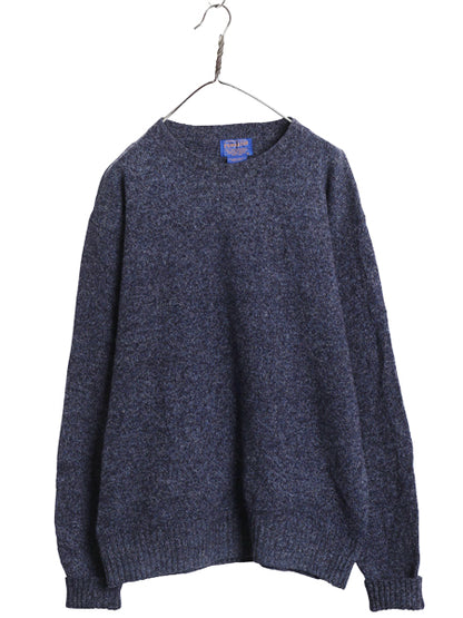 90s ペンドルトン ニット セーター メンズ L / オールド シェットランド ウール クルーネック 長袖ニット シンプル ミックスカラー 無地 青