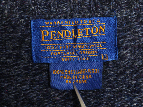 90s ペンドルトン ニット セーター メンズ L / オールド シェットランド ウール クルーネック 長袖ニット シンプル ミックスカラー 無地 青