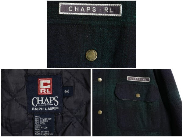 90s チャップス ラルフローレン チェック シャツ ジャケット メンズ M / オールド ブラックウォッチ アクリル ウール 混 中綿 キルティング